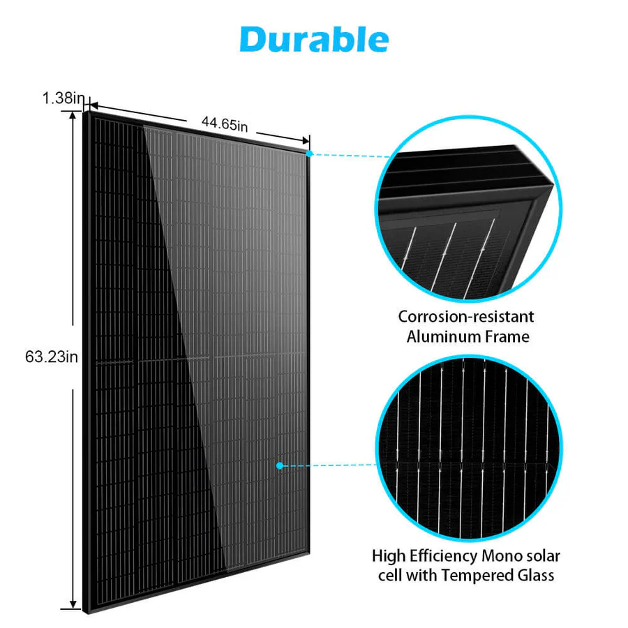 370w Mono Black PERC Solar Panel (2 Pack)
