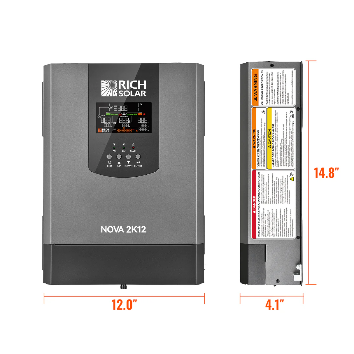 NOVA 2K12 | 2000W 12V Pure Sine Wave Inverter with Built-in Transfer Switch | UL458 Certified