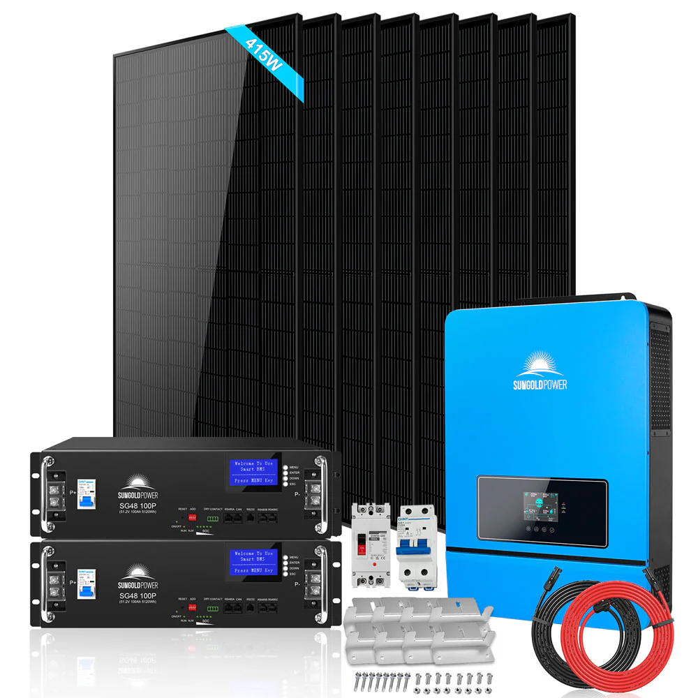 Off-Grid Solar Kit 8000W 48VDC 120V/240V LifePo4 10.24KWH-20.48KWH Lithium Battery (200ah) 8 Solar Panels
