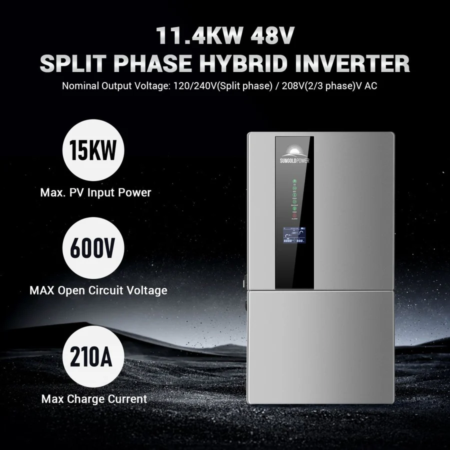 Hybrid Solar Kit 11.4KW 48V Split Phase 30.72KWH Lithium Battery 28 X 450 Watt Solar Panel