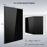 Off-Grid Solar Kit 8000W 48VDC 120V/240V LifePo4 10.24KWH-20.48KWH Lithium Battery (200ah) 8 Solar Panels