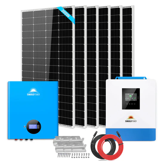 Off-Grid Solar Kit 5000W 48VDC 120V 5.12KWH PowerWall Battery 6 X 200 Watts Solar Panels