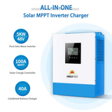 Off-Grid Solar Kit 5000W 48VDC 120V 5.12KWH PowerWall Battery 6 X 200 Watts Solar Panels