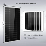Off-Grid Solar Kit 5000W 48VDC 120V 5.12KWH PowerWall Battery 6 X 200 Watts Solar Panels